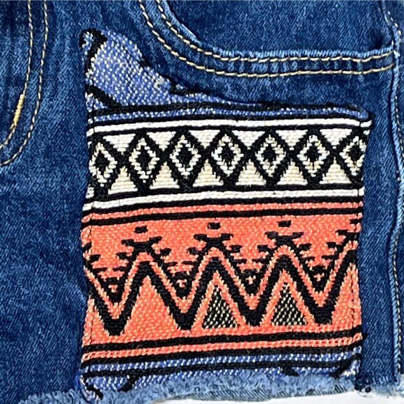Hayden Girls Denim Shorts 11/12 Patchwork Boho Cut Offs Blue Jean Summer - Picture 5 of 6